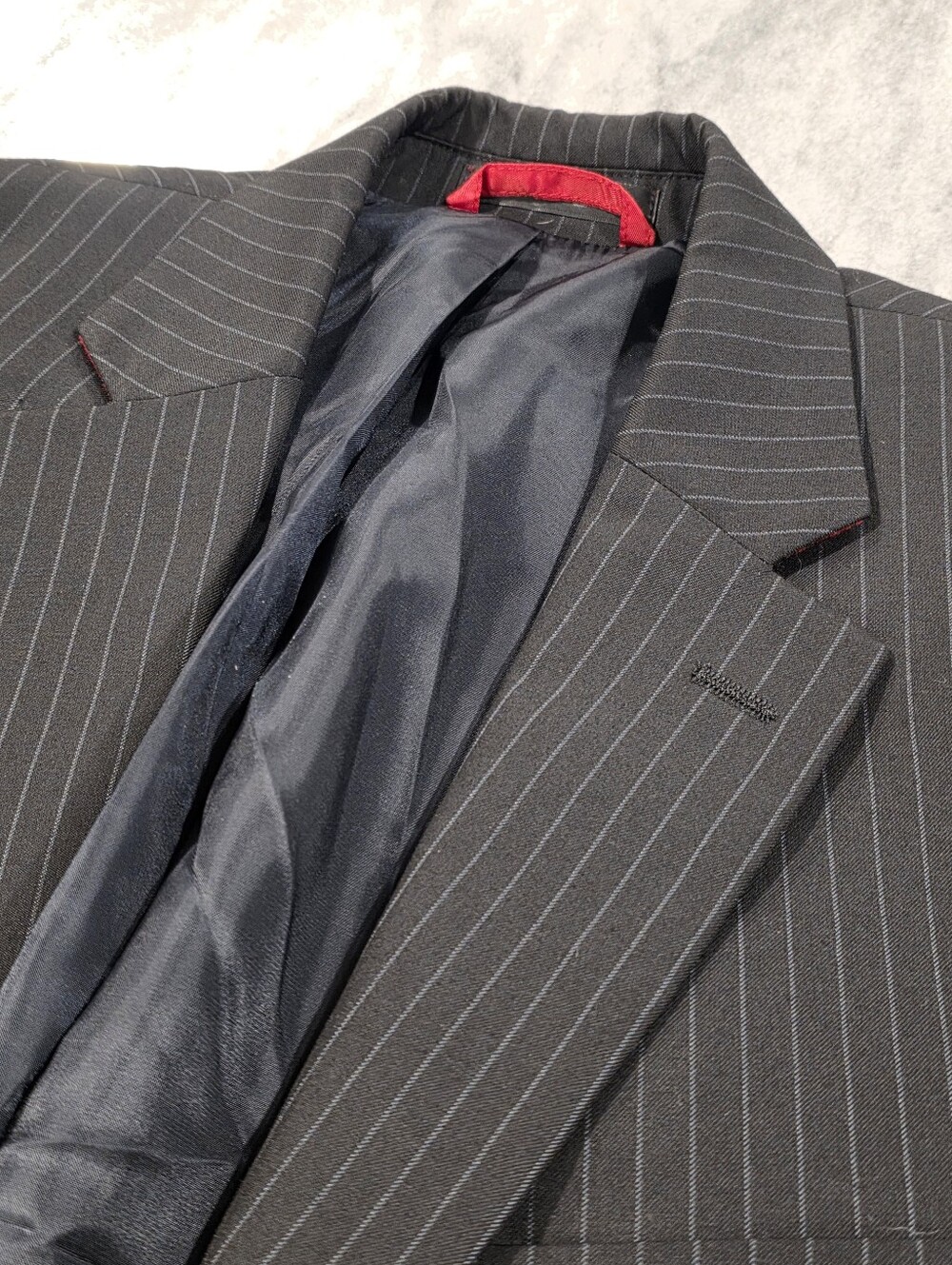 40R Men's Chaps Ralph Lauren Blazer Black Pinstripe 2 Button Sport Coat Flawless